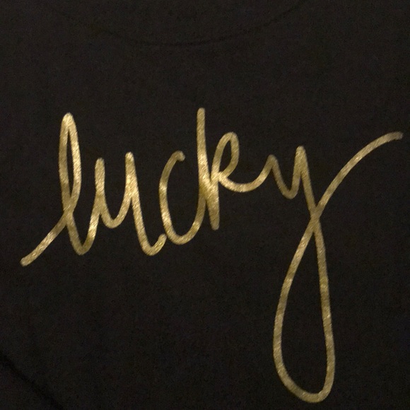 • lightweight black “lucky” sweatshirt • - Picture 2 of 3